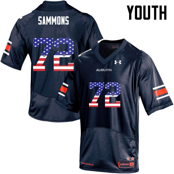 Youth #72 Prince Micheal Sammons Auburn Tigers USA Flag Fashion College Football Jerseys-Navy